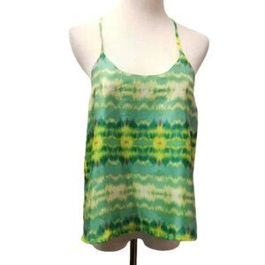 NWT Rieley green 100% SILK spaghetti strap tank top women size XS (L6)